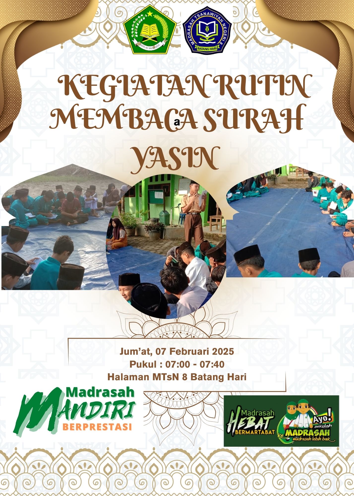 MTsN 8 Batang Hari Rutin Gelar Pembacaan Surah Yasin, Tahlil, dan Kultum