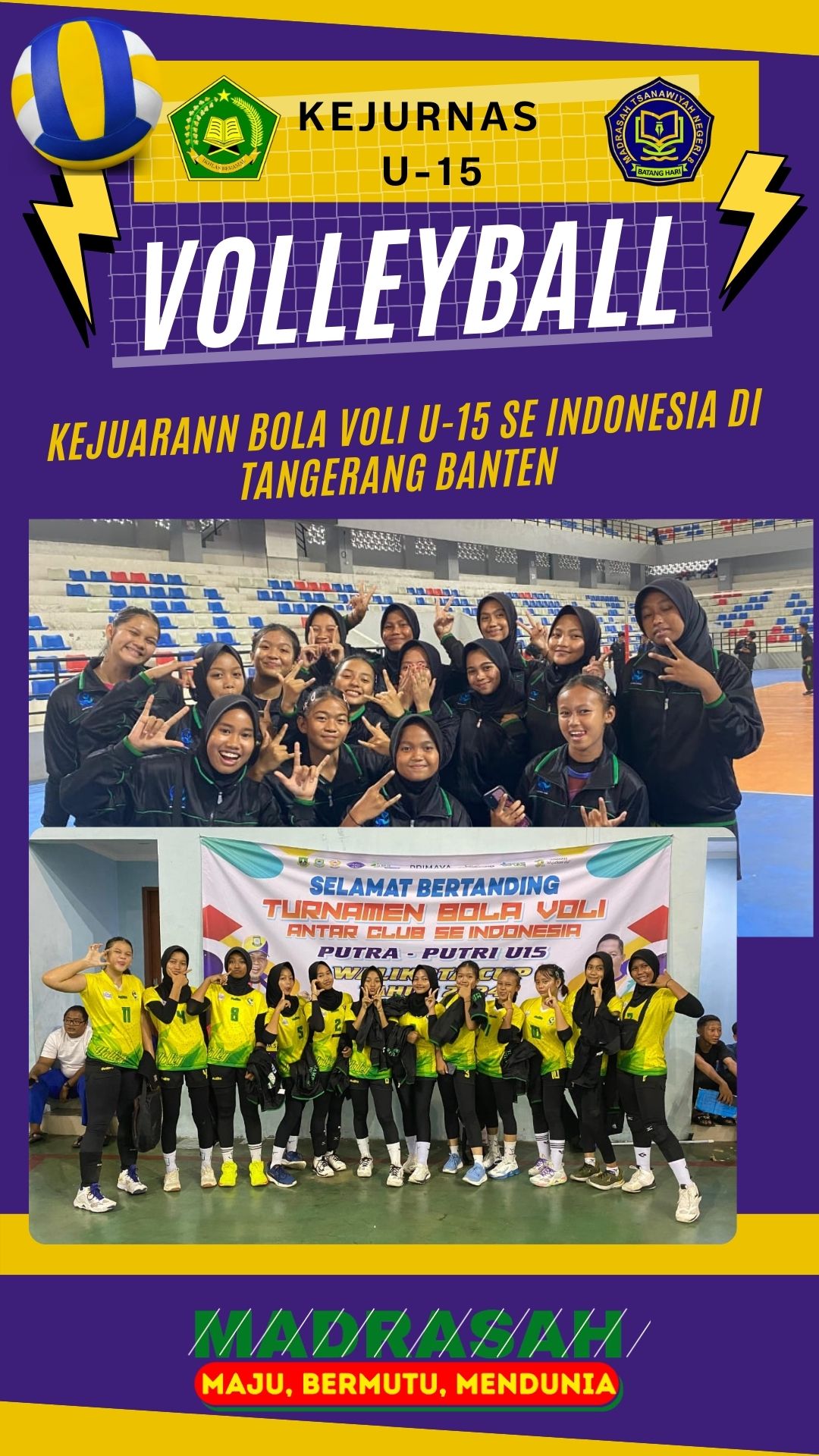 Siswi MTsN 8 Batang Hari, Fadillah Lhatisa Anggraeni, Harumkan Nama Sekolah di Kejuaraan Bola Voli U-15 Se-Indonesia