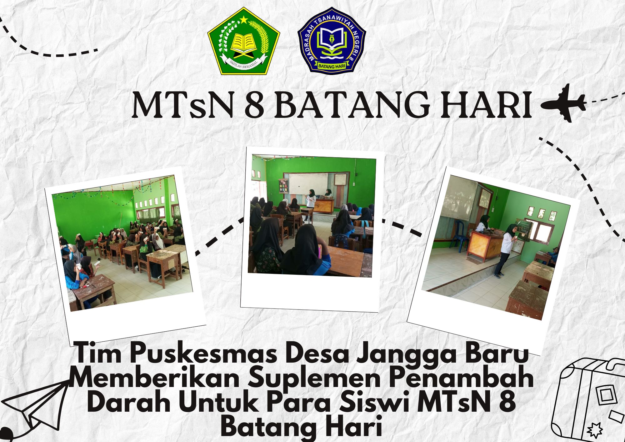 Tim Puskesmas Desa Jangga Baru Memberikan Suplemen Penambah Darah Untuk Para Siswi MTsN 8 Batang Hari